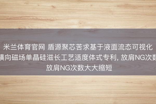 米兰体育官网 盾源聚芯苦求基于液面流态可视化不雅测的横向磁场单晶硅滋长工艺适度体式专利, 放肩NG次数大大缩短