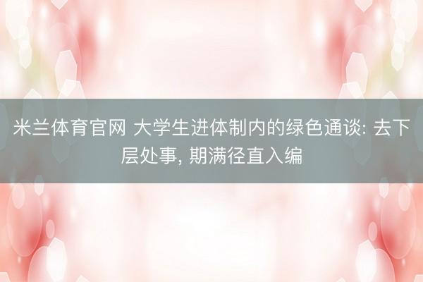 米兰体育官网 大学生进体制内的绿色通谈: 去下层处事, 期满径直入编