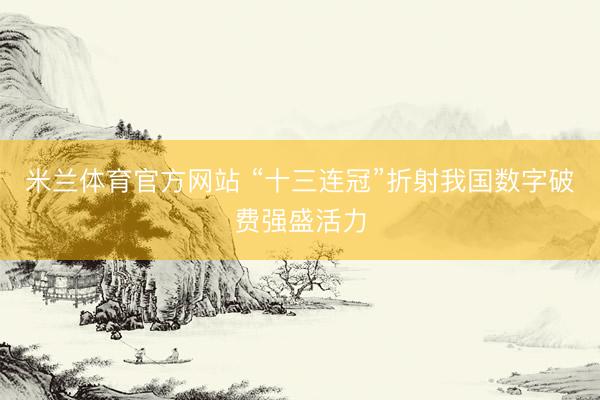 米兰体育官方网站 “十三连冠”折射我国数字破费强盛活力