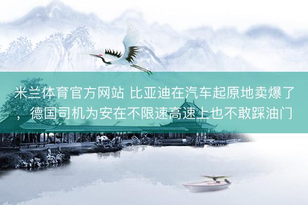 米兰体育官方网站 比亚迪在汽车起原地卖爆了，德国司机为安在不限速高速上也不敢踩油门