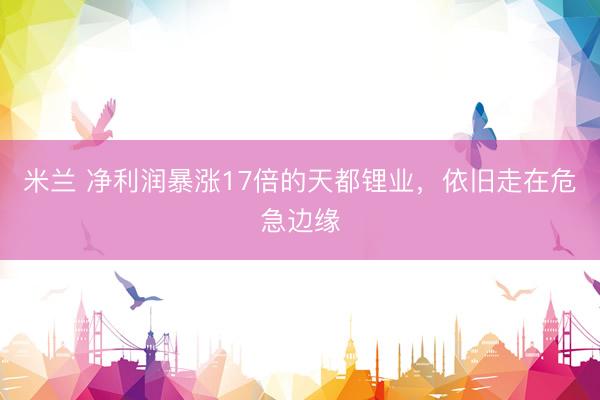 米兰 净利润暴涨17倍的天都锂业，依旧走在危急边缘